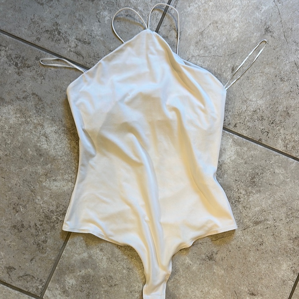 White Spaghetti Strap Bodysuit